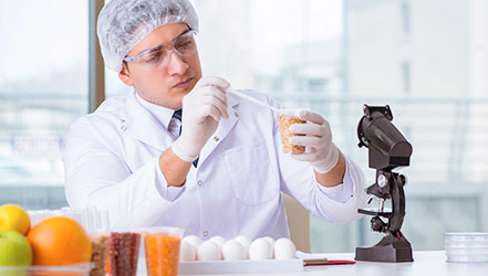 Wissenschaftler, der Mais im Labor untersucht