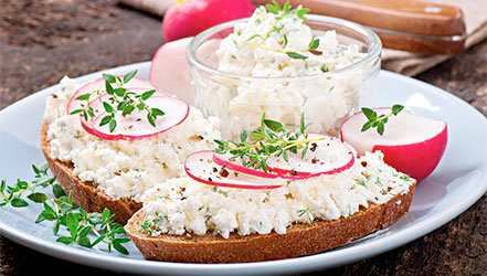 Cottage cheese with herbs and radish