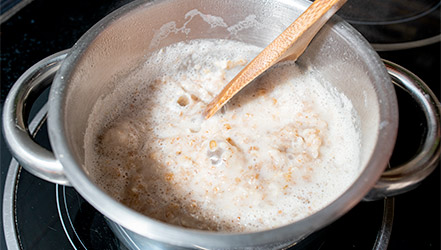 Oatmeal cooked on the stove