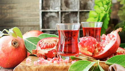 Fresh pomegranate and juice