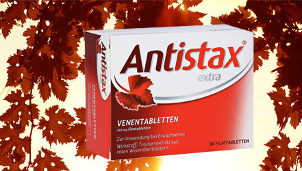 Antistax and red grape leaves