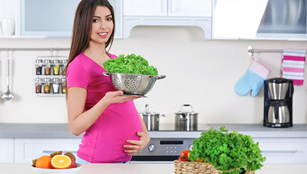 Pregnant girl and parsley