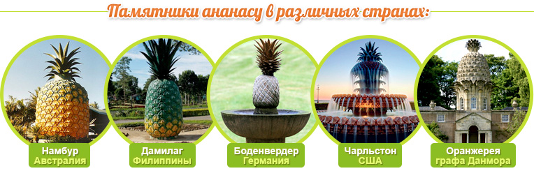 Monuments to pineapple in various countries