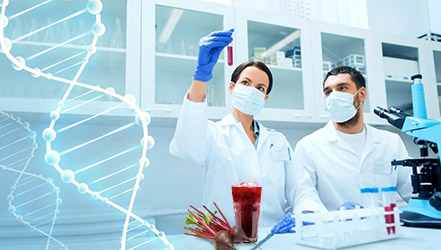 Οι επιστήμονες μελετούν το χυμό τεύτλων στο εργαστήριο
