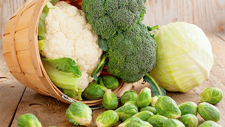 Brócoli y otros tipos de repollo.