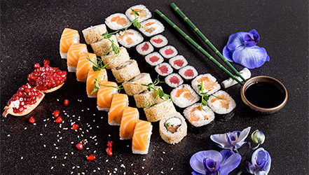 Granadas en sushi