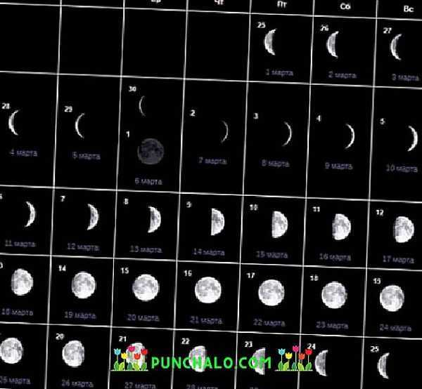 Kuun laskeutumiskalenteri maaliskuulle 2019 -
