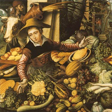 Dipinto di Peter Artsen "Il mercante di verdure"