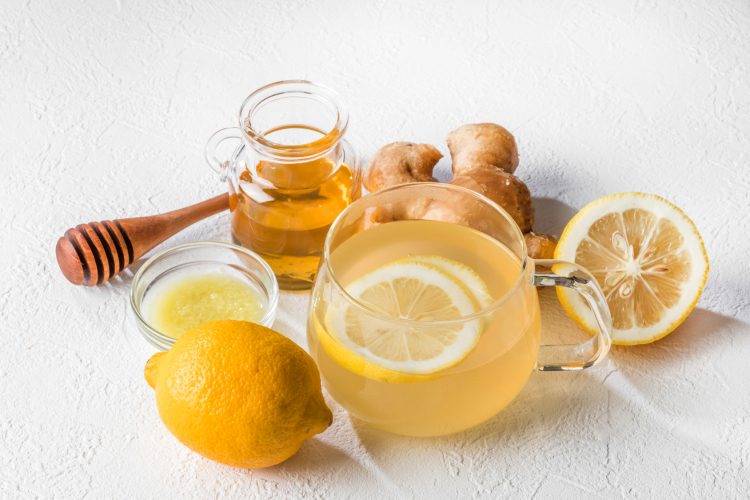 はちみつとレモンの生姜：健康のレシピ
