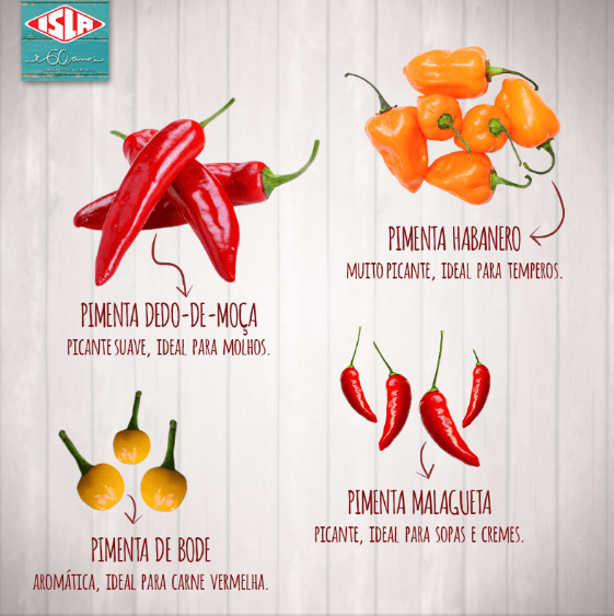 Características das variedades de frutos de pimenta