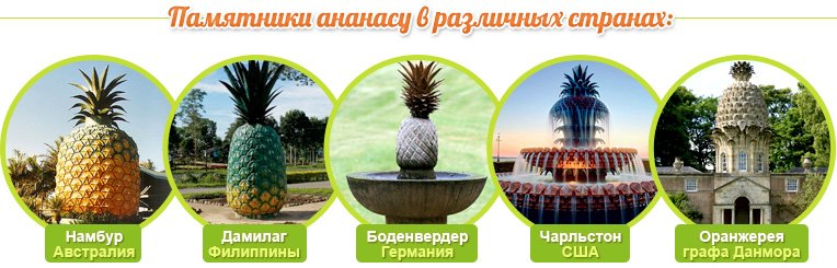 Monumentos ao abacaxi em vários países