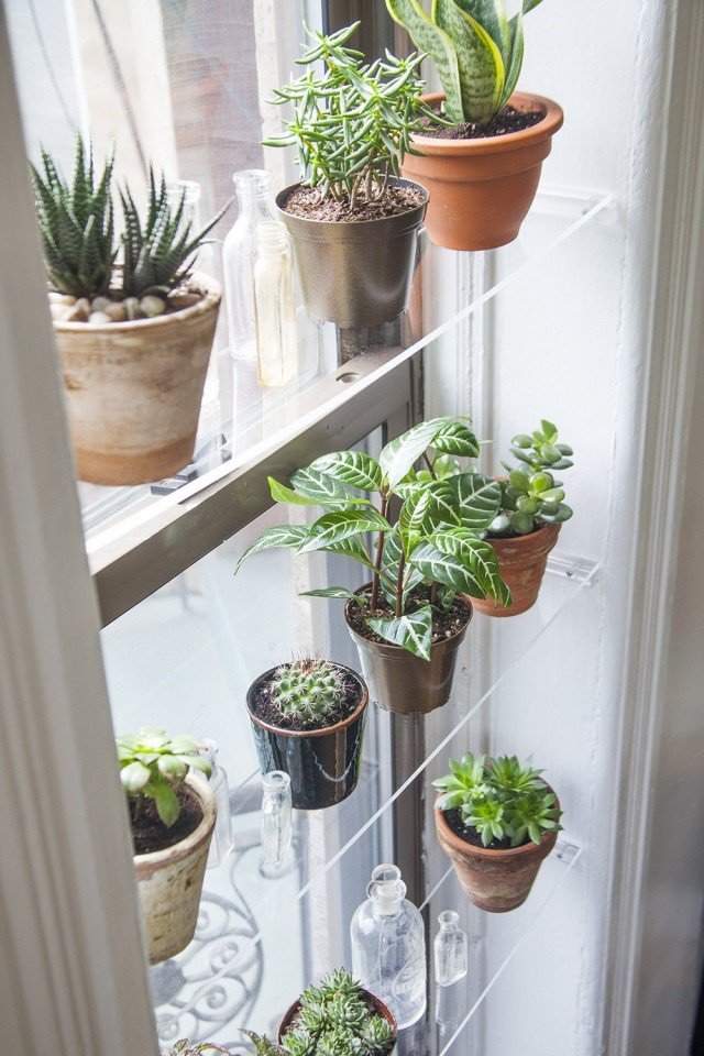 Prateleiras adicionais para colocar plantas perto da janela